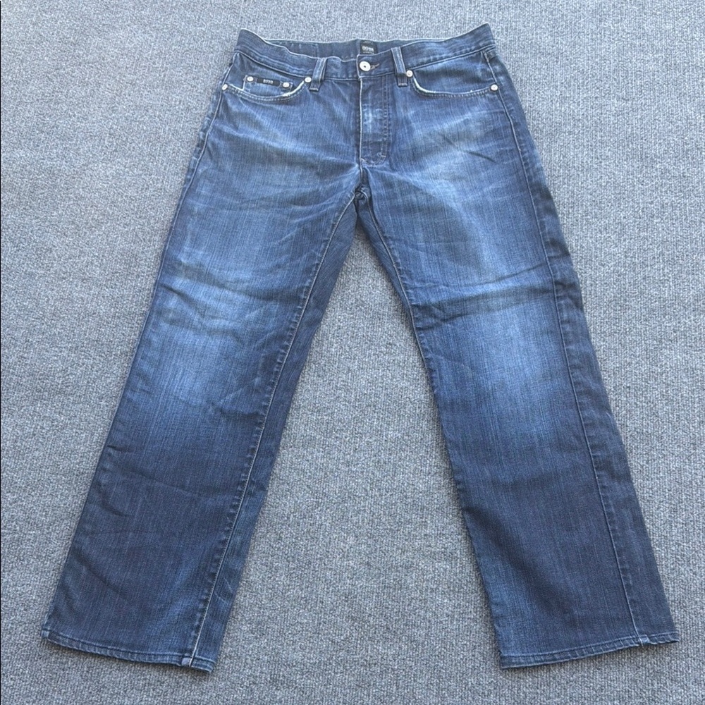 Hugo Boss Jeans Men's 33/29 Blue Stretch Wide Denim Medium Wash Pants